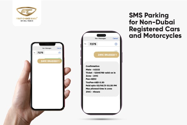 SMS parking for non-Dubai registered cars and motorcycles