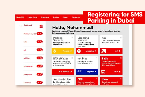 Registering for SMS parking in Dubai